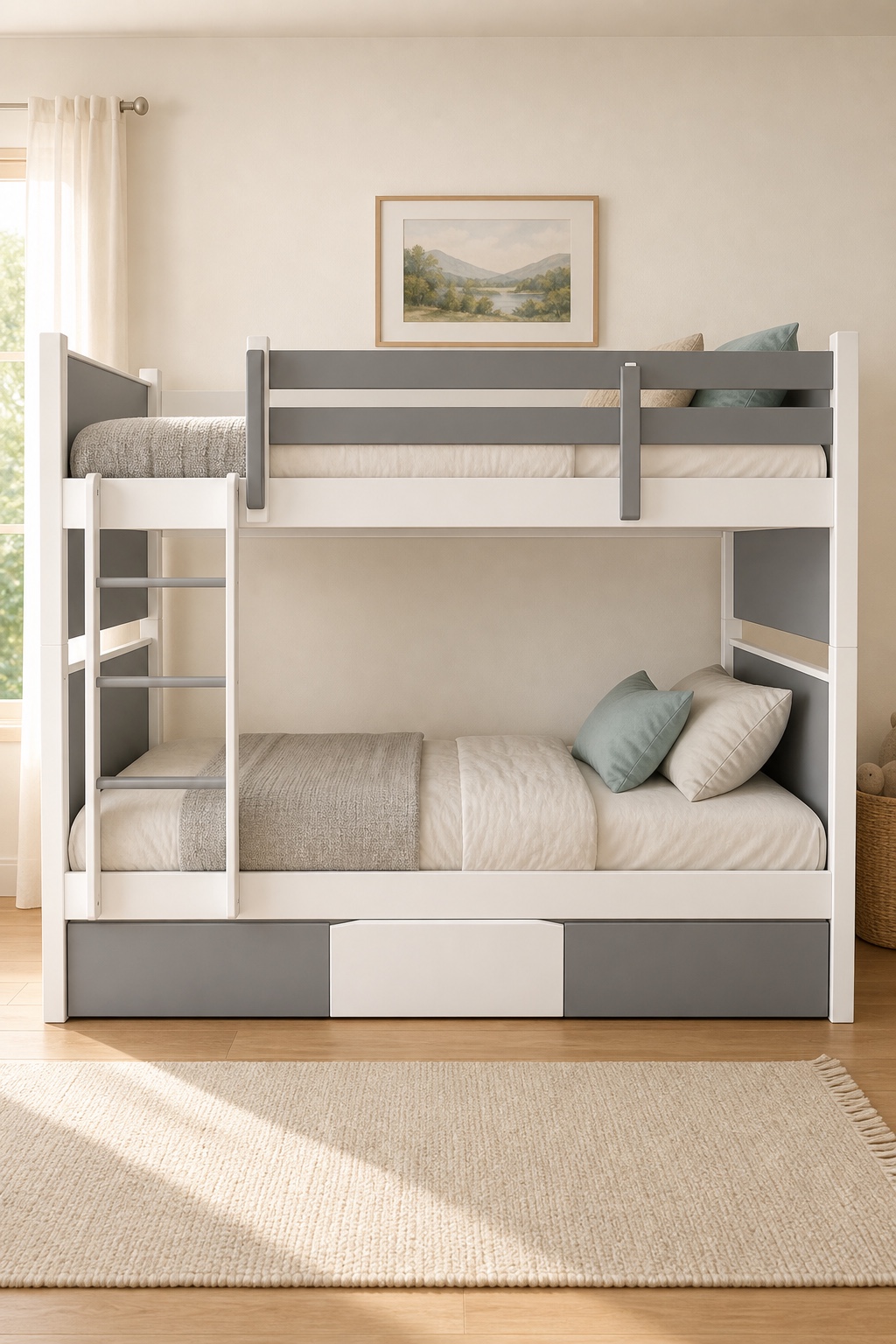 Solid Wood Triple Bunk Bed for Boys